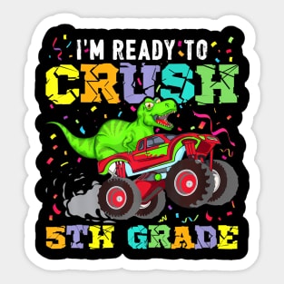 T-Rex Ready To Crush 8th Grade Back to School Monster Truck Sticker